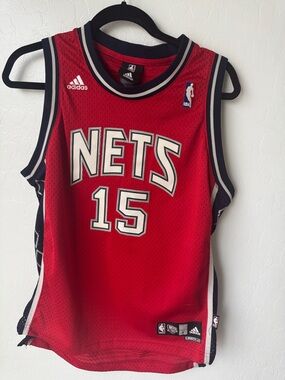 adidas Red Brooklyn Nets #15 Basketball Jersey